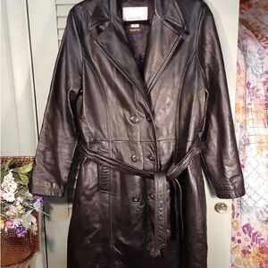 Wilsons Leather Classic Black Trench Coat
